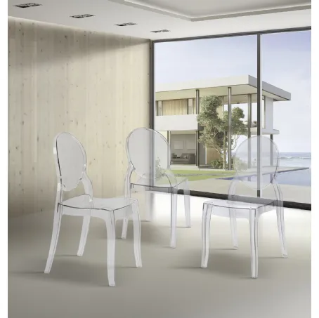Sedia impilabile di design Urban Style SD70 in polipropilene trasparente di Imba Srl