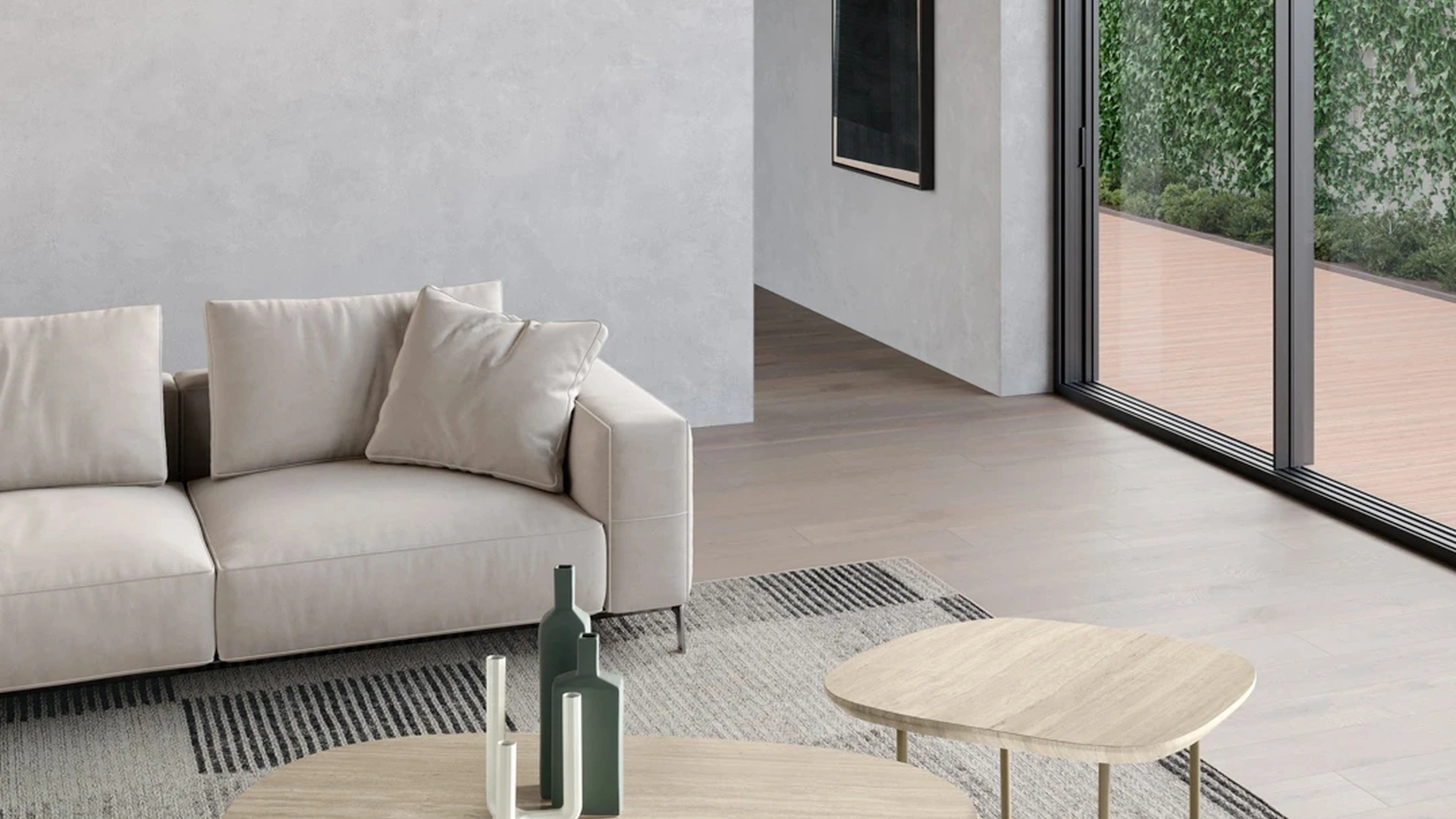 Tavolino Flux con piano sagomato in MDF e gambe in metallo verniciato di Ikone Casa