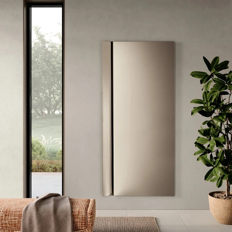 Specchio rettangolare con inserto laterale curvo Helmut di Ikone Casa