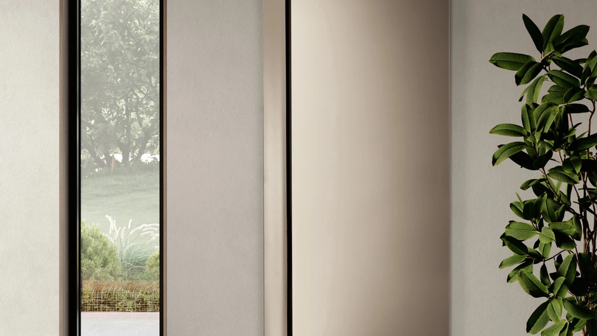 Specchio rettangolare con inserto laterale curvo Helmut di Ikone Casa