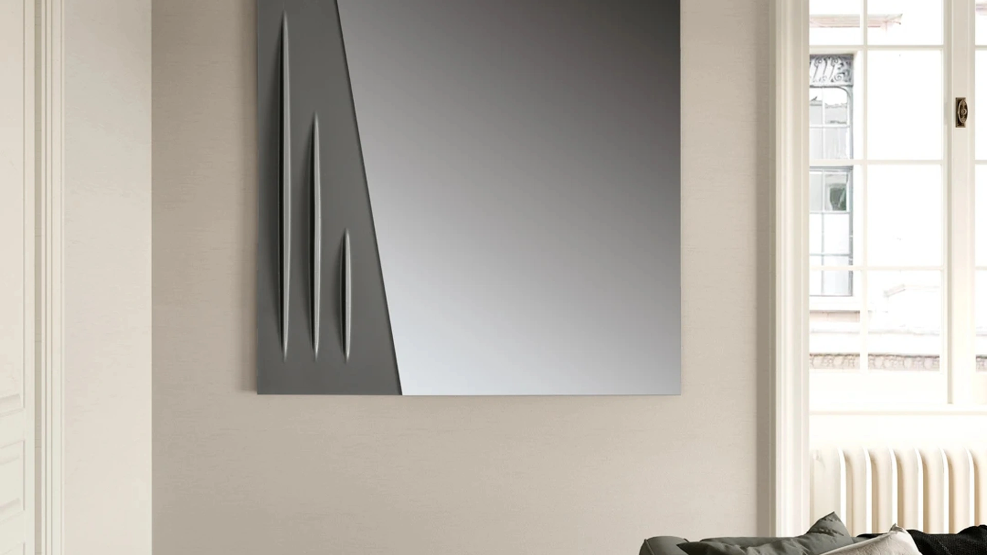 Specchio con inserto in cemento Otto di Ikone Casa