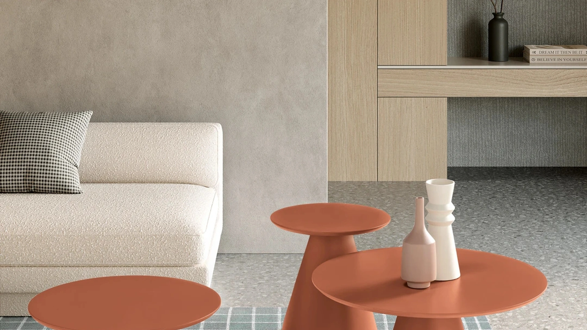 Tavolino Triade con piano in MDF e struttura in metallo verniciato di Ikone Casa