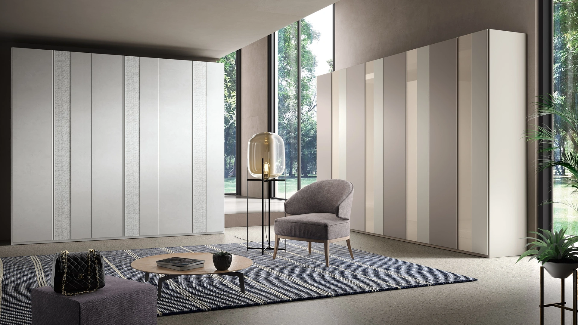 Armadio 37 con ante battenti in laccato opaco con inserti in laccato lucido o decor di Corso 11