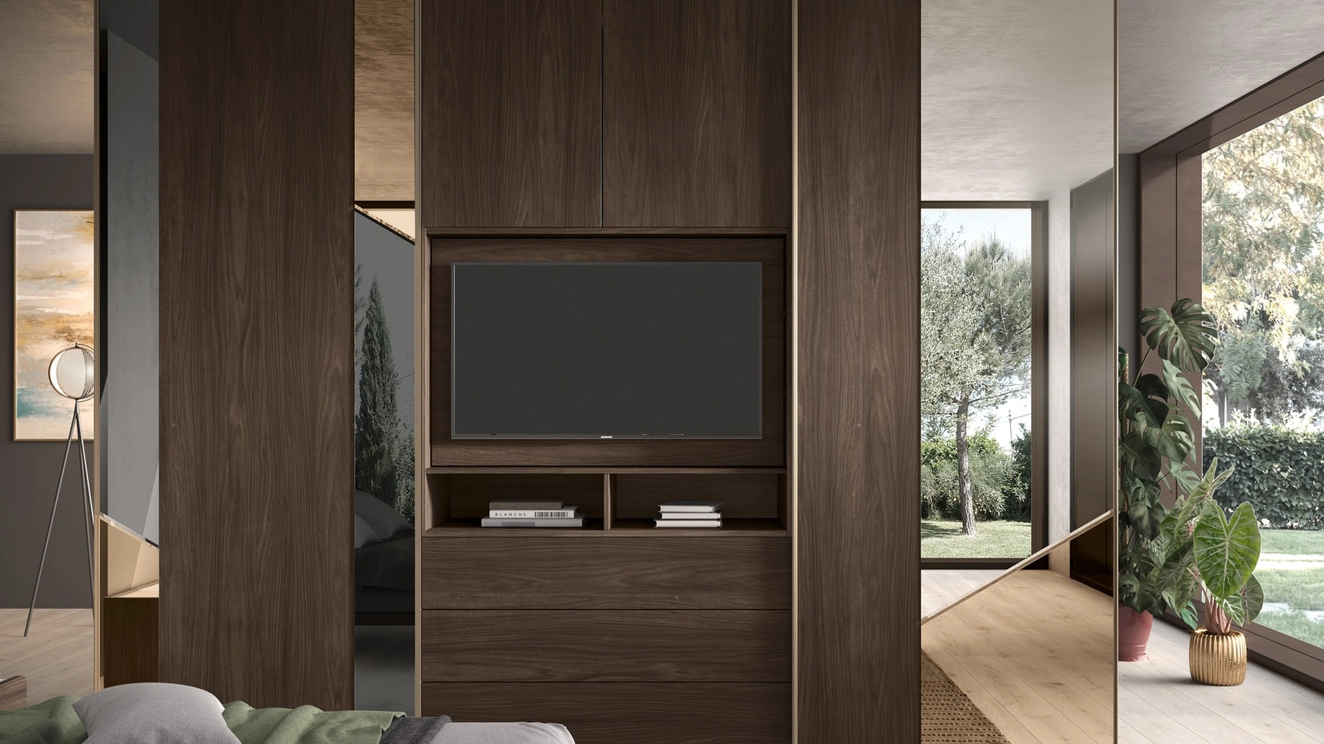 Armadio 07 con ante scorrevoli e vano porta TV di Corso 11