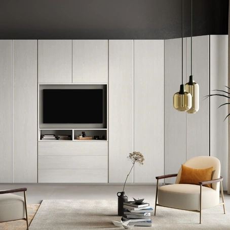 Armadio 56 angolare con ante battenti e vano porta TV di Corso 11