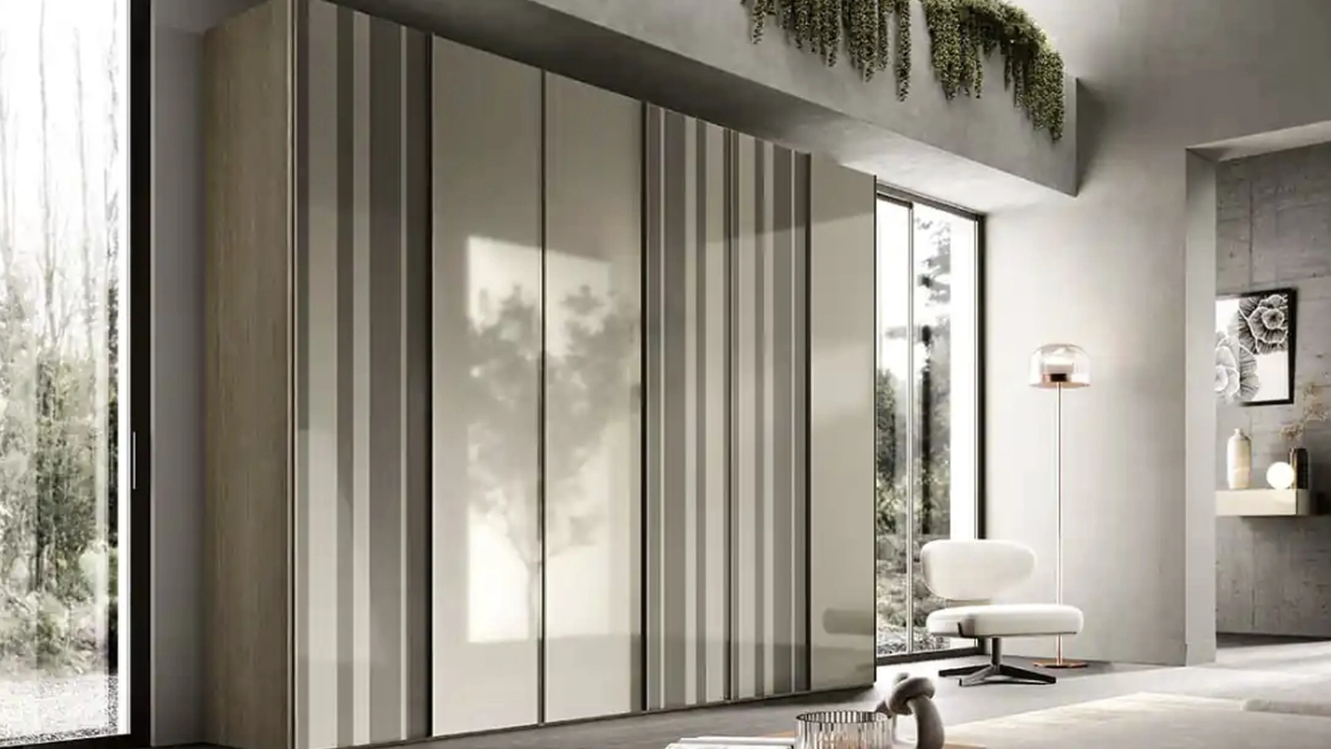 Armadio Levante e Levante Strip B375 in vetro laccato di Moretti Compact Giorno Notte