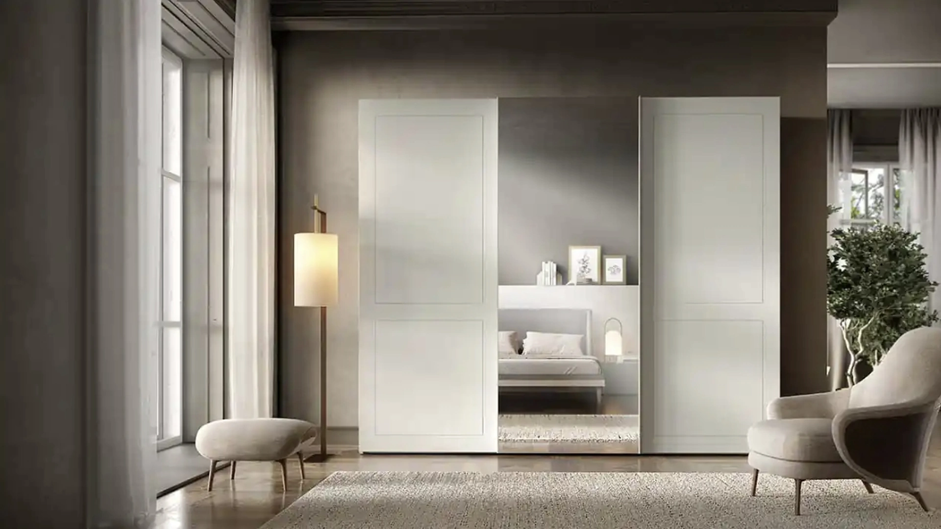 Armadio con ante scorrevoli Zonda e Levante S178 di Moretti Compact Giorno Notte