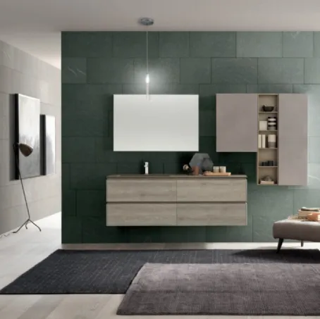 Mobile da Bagno sospeso M2 System C220 in melaminico Rovere Dogato Grigio di Baxar