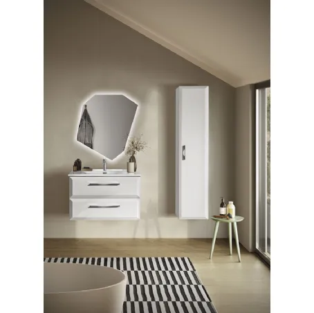 Mobile da Bagno sospeso Cleide laccato opaco Bianco con lavabo in ceramica di Bluelife