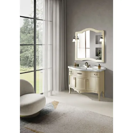 Mobile da Bagno London a 3 ante finitura Avorio striato con lavabo in ceramica di Bluelife