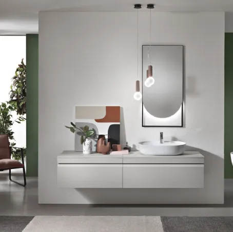 Mobile da Bagno sospeso Rio in PVC cannettato finitura Grigio di Bluelife