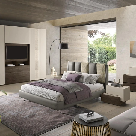 Letto in tessuto imbottito con testiera trapuntata Composizione 49 di Corso 11