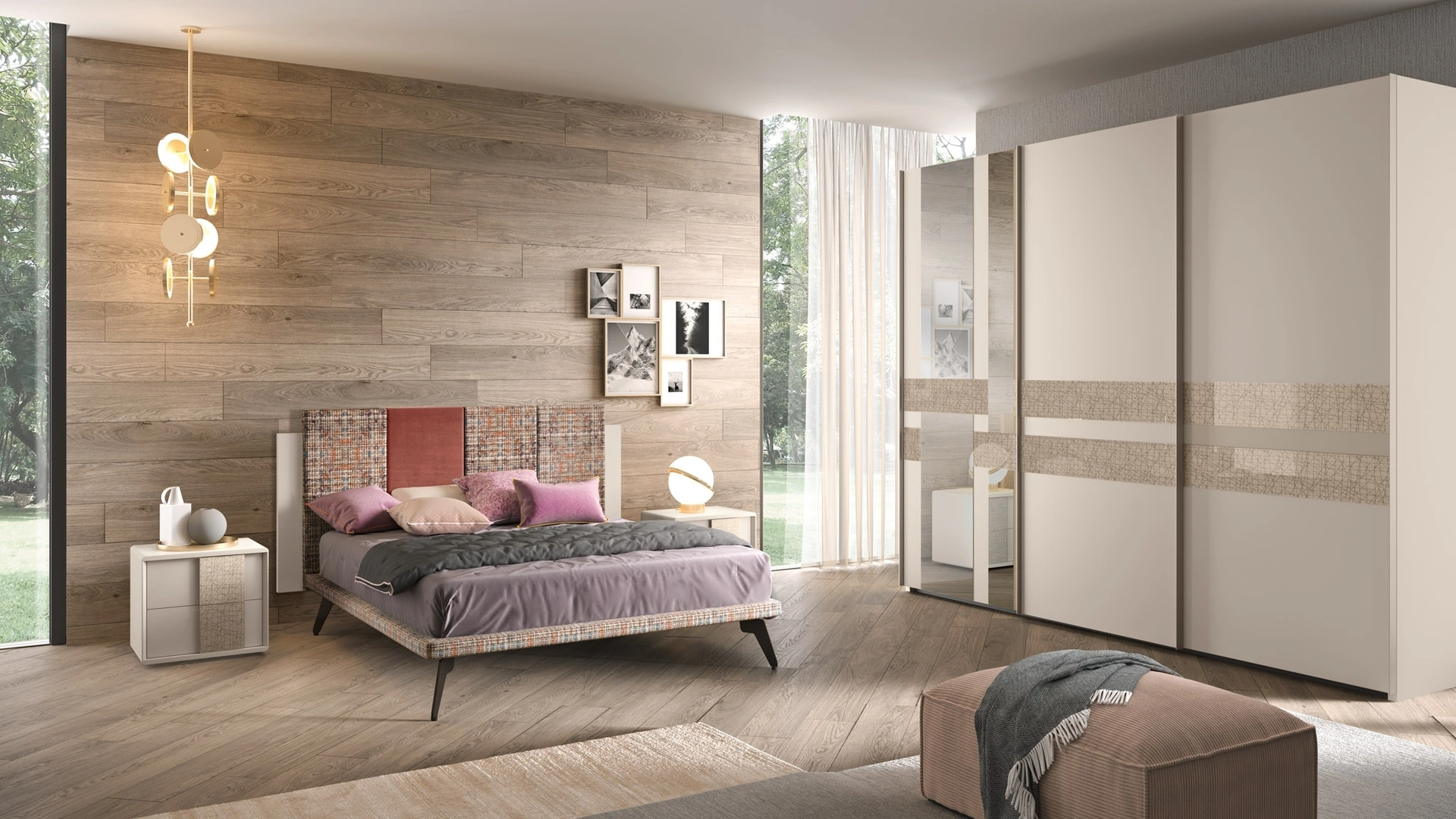 Letto matrimoniale in tessuto con testiera Composizione 01 di Corso 11