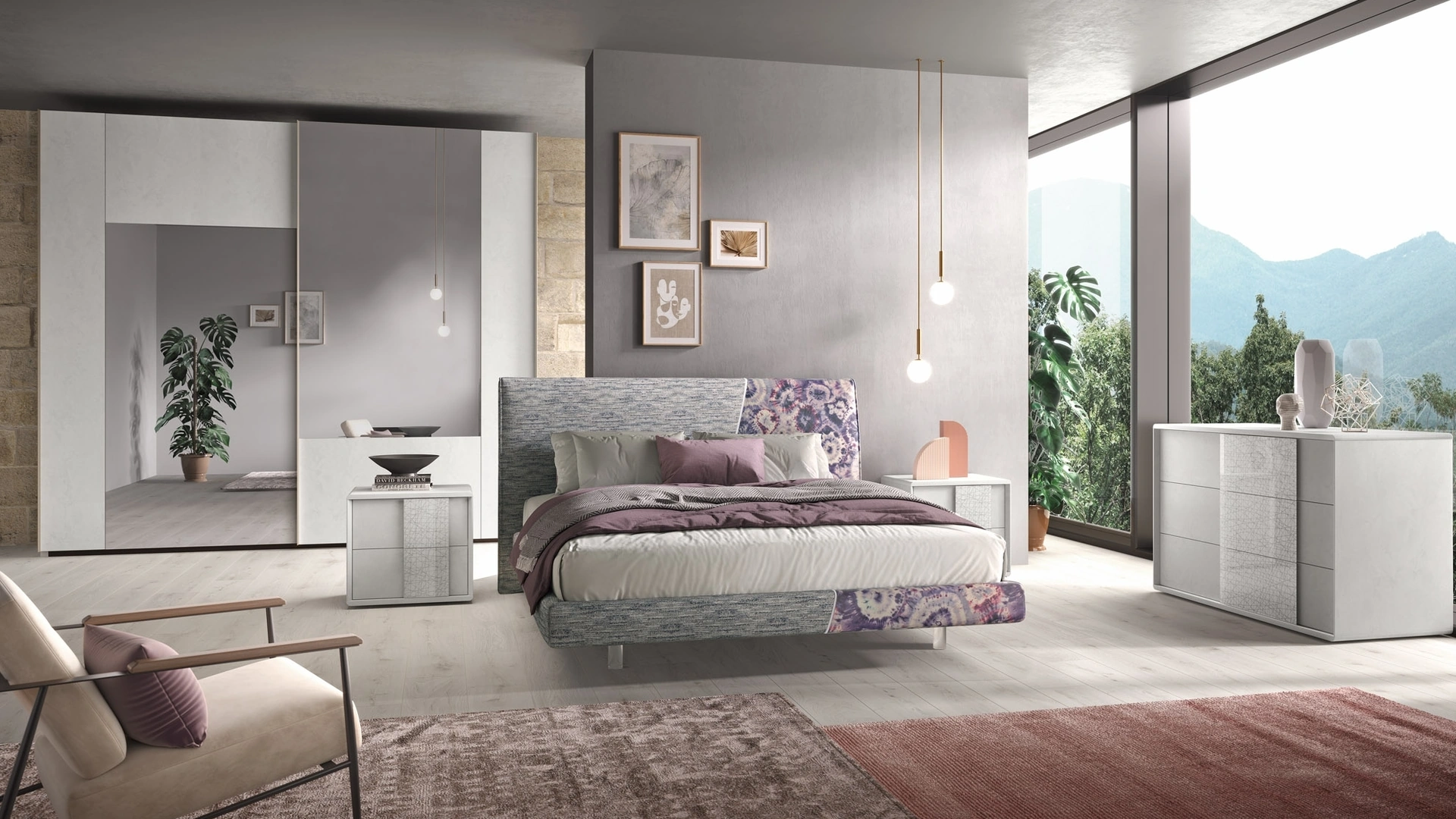 Letto in tessuto con testiera Composizione 02 di Corso 11