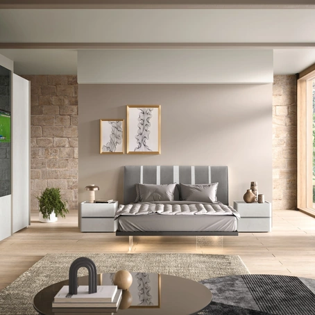 Letto Composizione 22 in tessuto con testiera di Corso 11