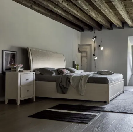 Letto in legno con decoro Foglia Eden Project IM8280 con box contenitore di Imba Srl