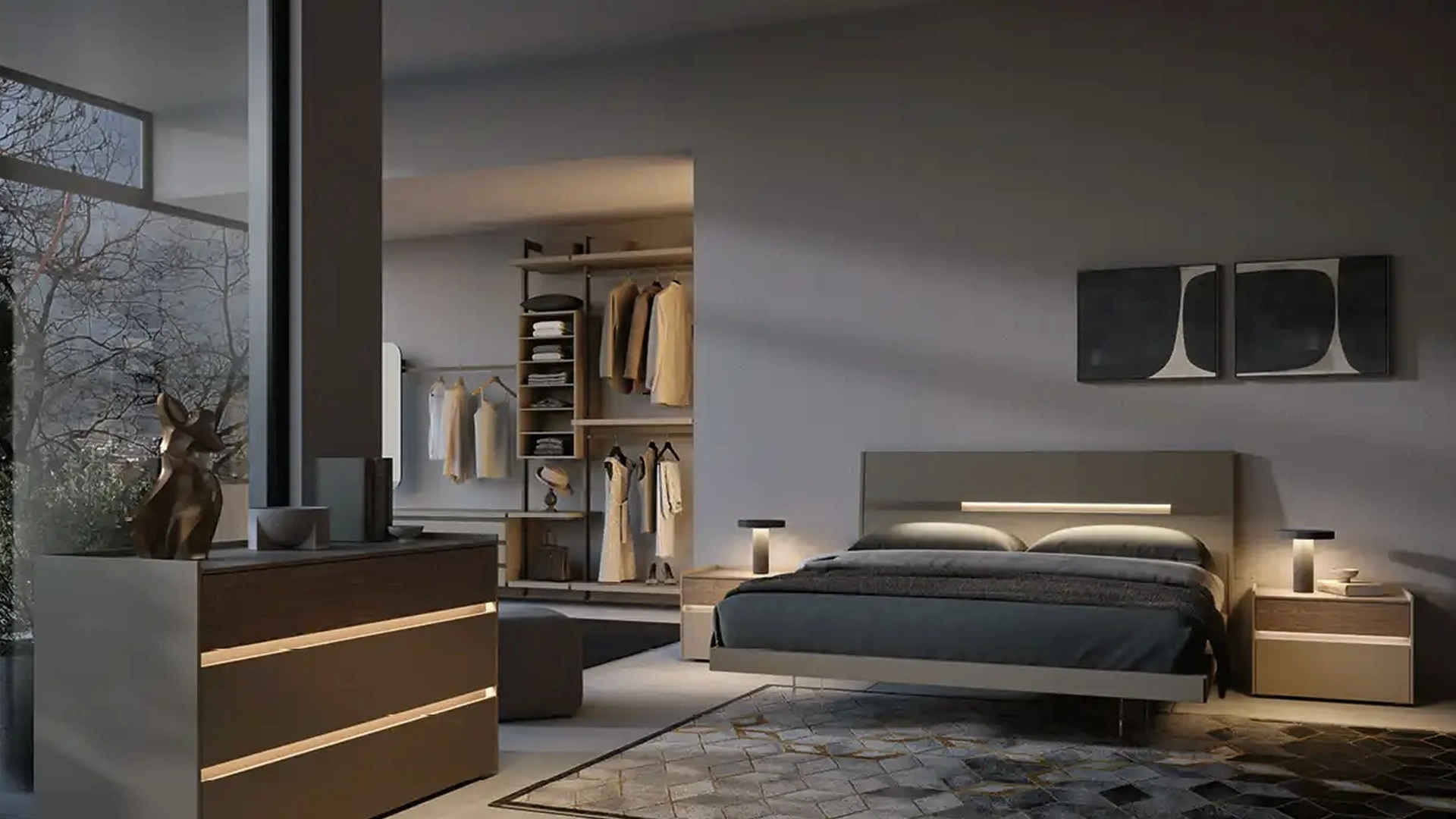 Letto Gleam Z12 in laccato opaco di Moretti Compact Giorno Notte