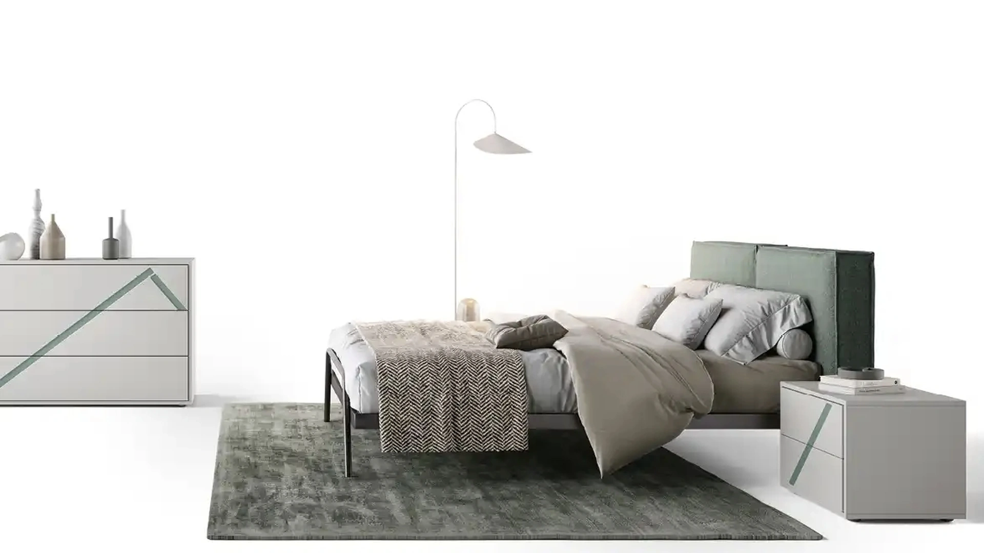 Letto Leg L11 con testiera imbottita di Moretti Compact Giorno Notte