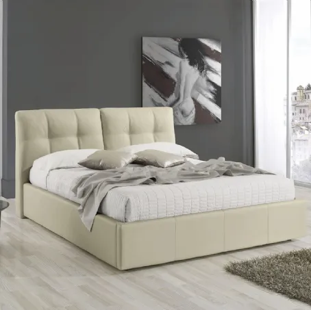 Letto in ecopelle con contenitore Melia di Imba Srl