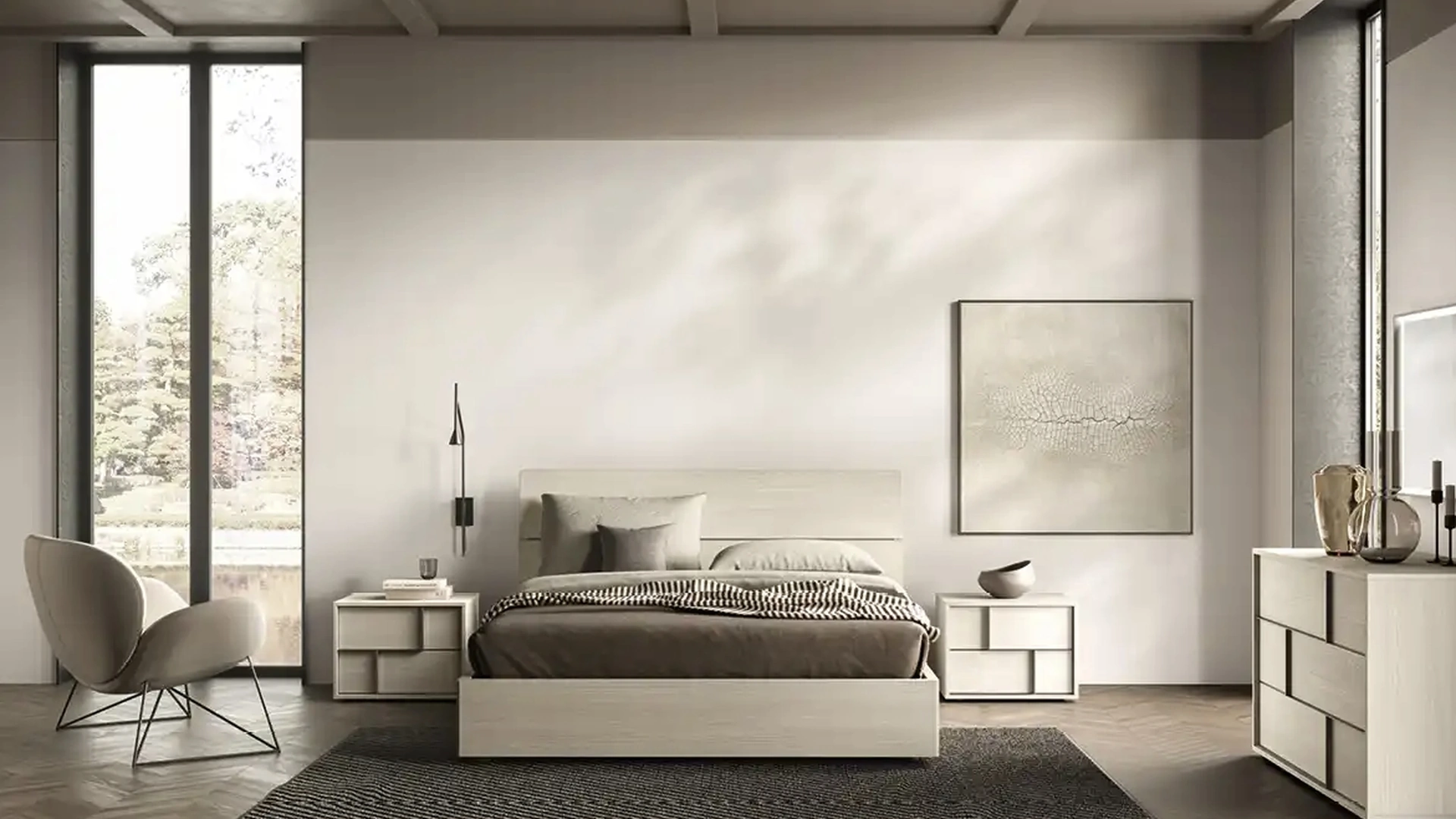 Letto Mix P13 in frassino cenere di Moretti Compact Giorno Notte