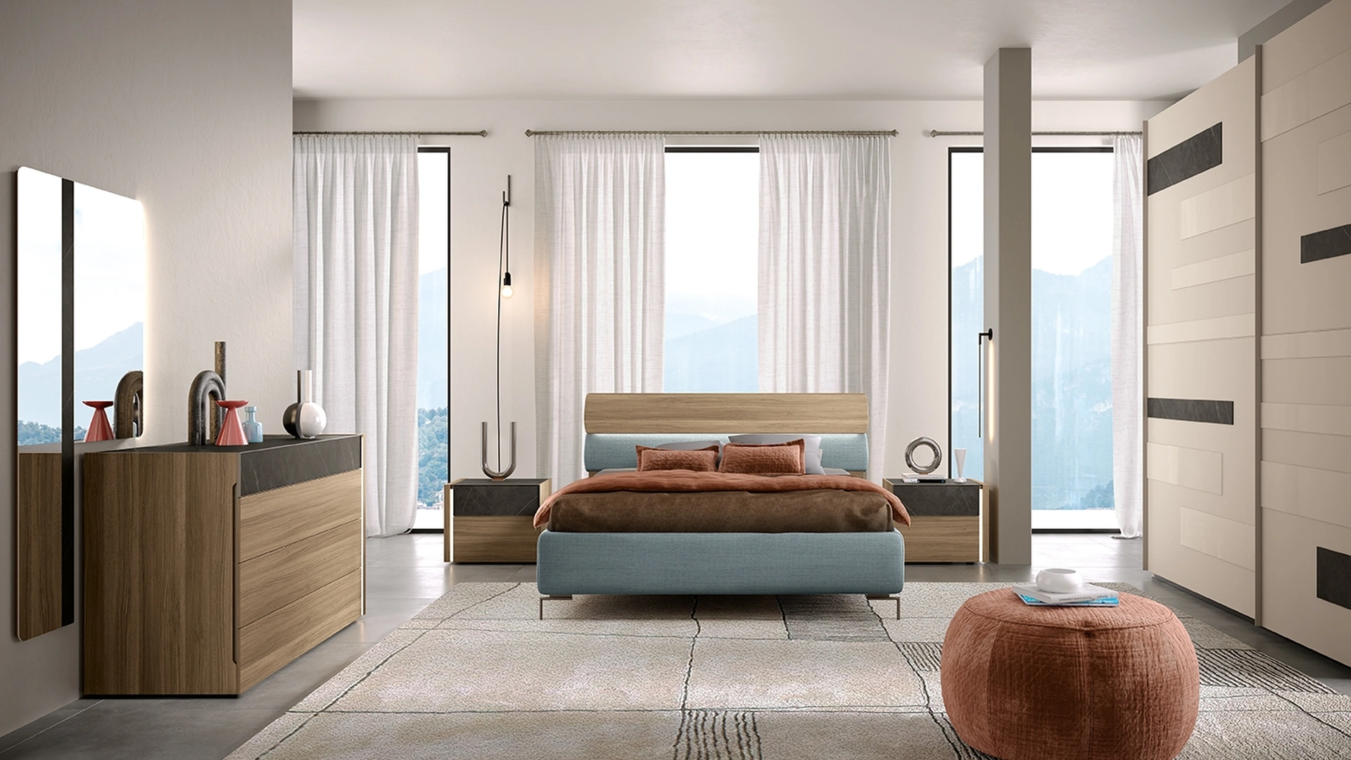 Letto Notte di Stelle 07 in melaminico e tessuto di Corso 11