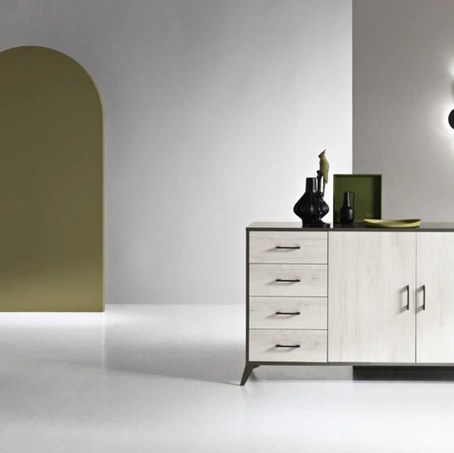 Madia Ariel in melaminico effetto Quercia Bianca di Ikone Casa