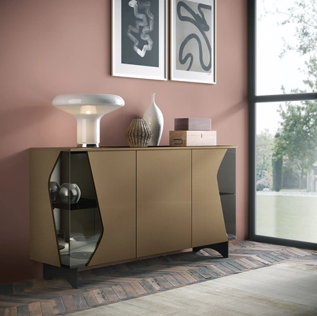 Madia 02 in materico decor con inserti in vetro di Corso 11