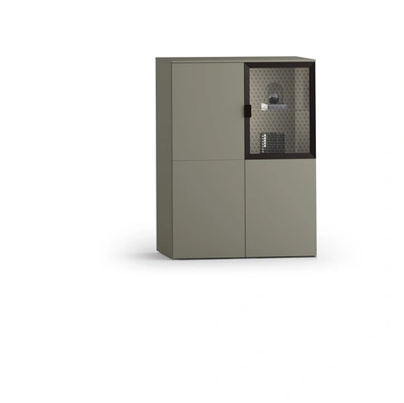 Madia Alta 10-1 in laccato opaco con vetro decorato di Corso 11