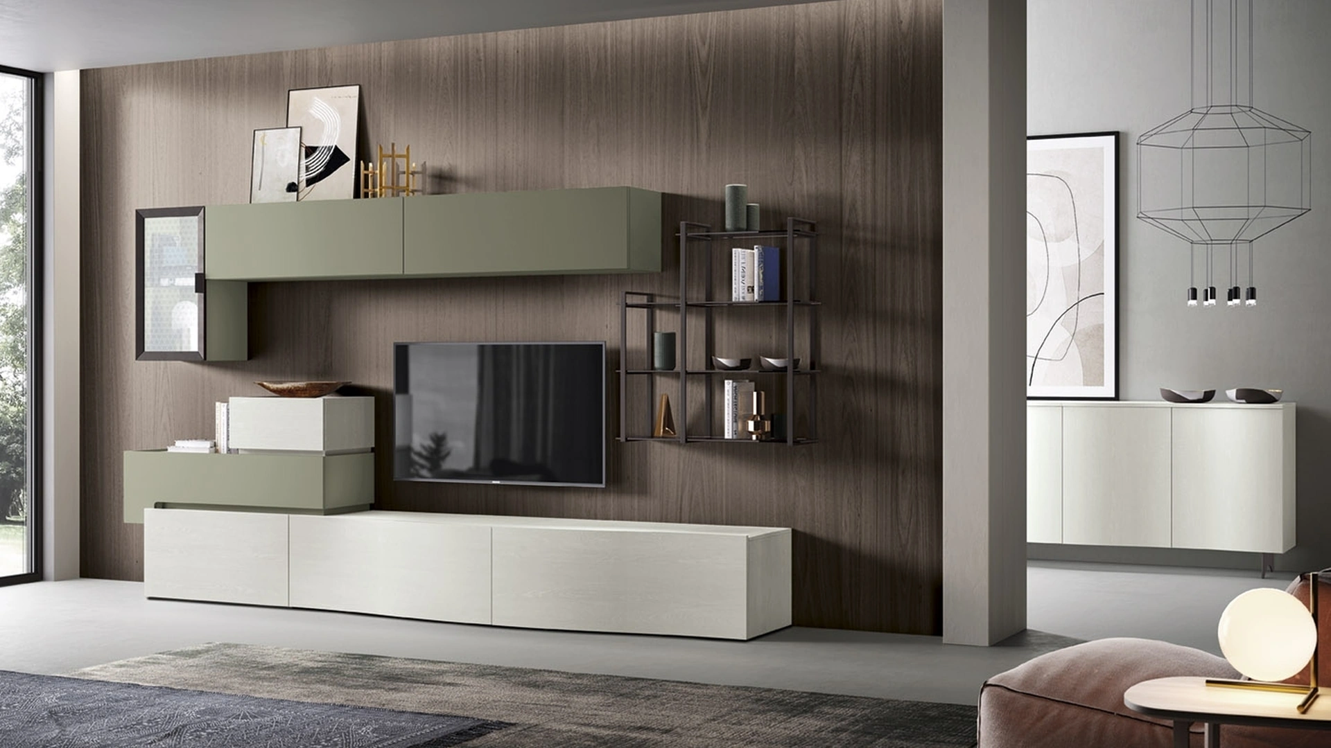 Parete Attrezzata Soggiorno 08-2 in melaminico e laccato di Corso 11