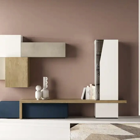 Parete Attrezzata Kosmos KC104 in legno, laccato e melaminico di Moretti Compact Giorno Notte