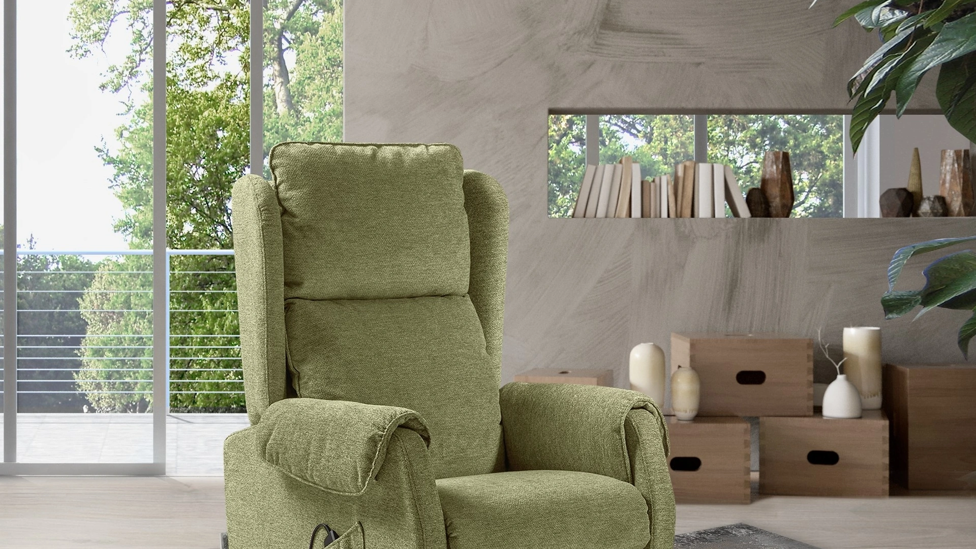 Poltrona Relax Lift Frida in tessuto con schienale imbottito in fiocco memory de Il Benessere