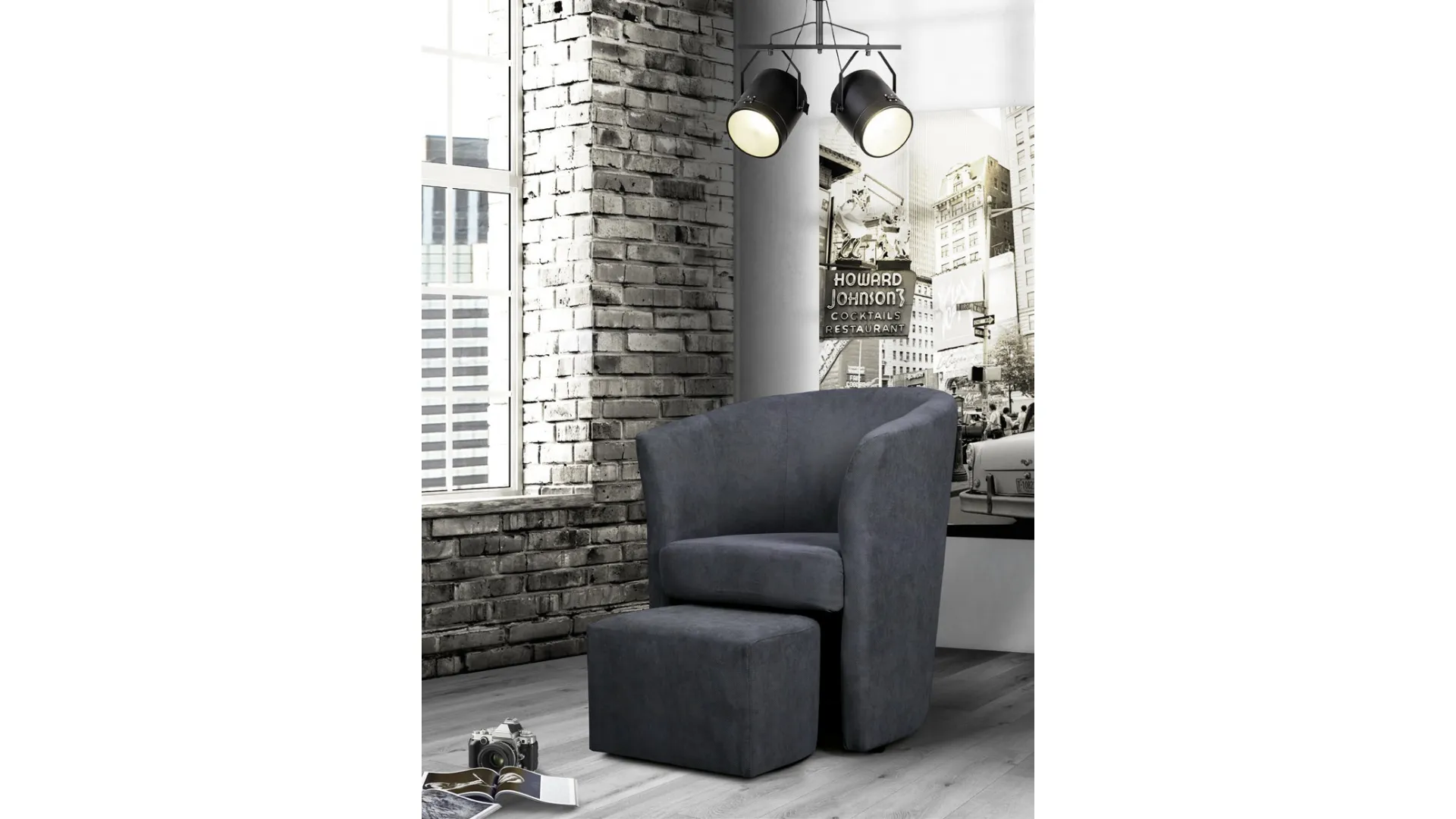 Poltroncina Urban Style con pouf estraibile SD213 in tessuto di Imba Srl