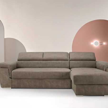 Divano in nabuk con penisola Comfort di Ikone Casa