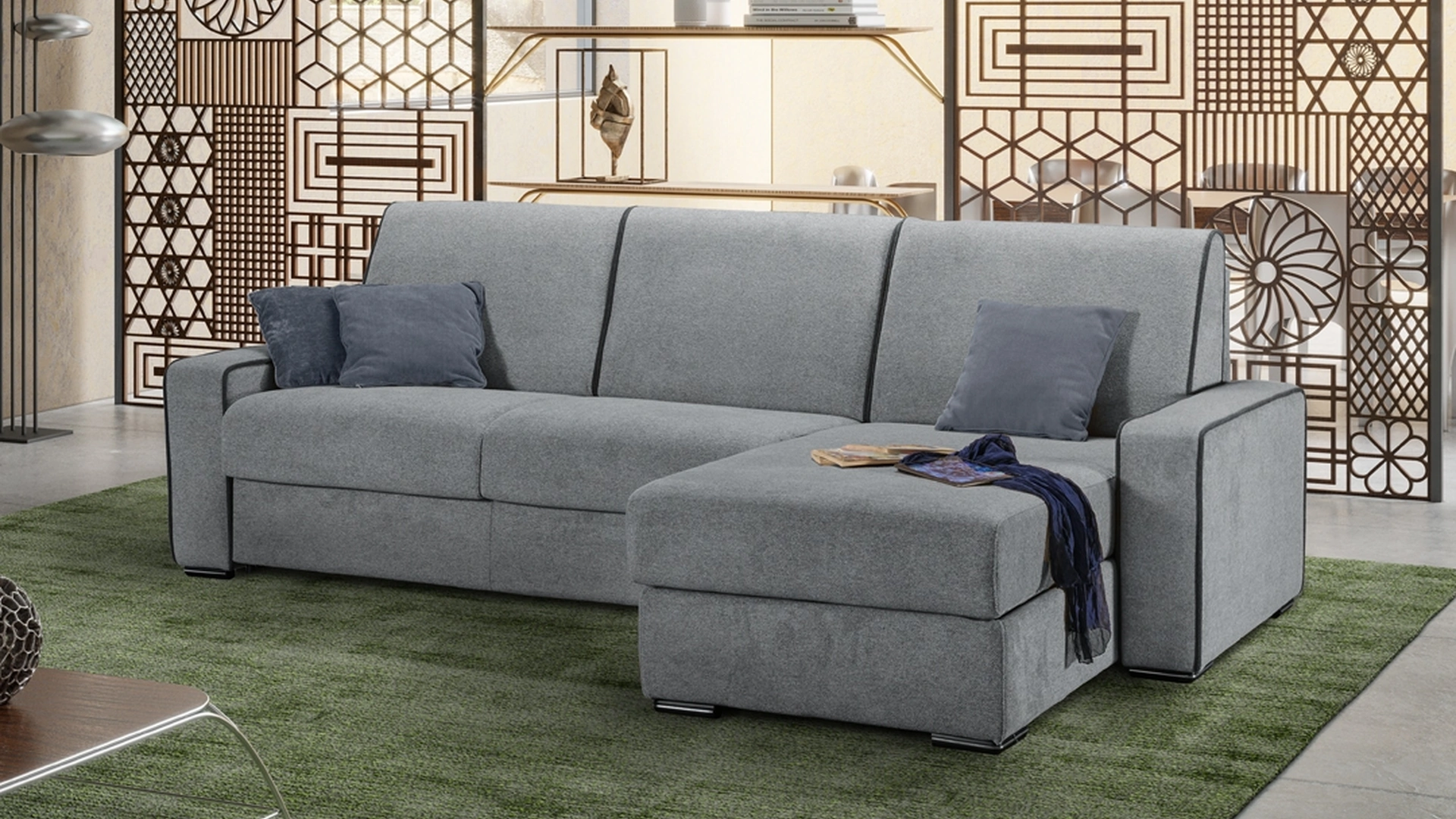 Divano Letto in tessuto con penisola Papeete de Il Benessere