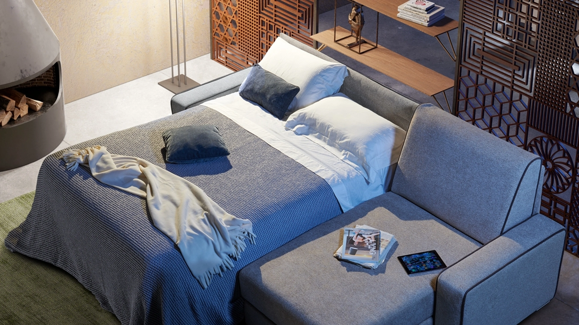 Divano Letto matrimoniale con penisola Papeete de Il Benessere