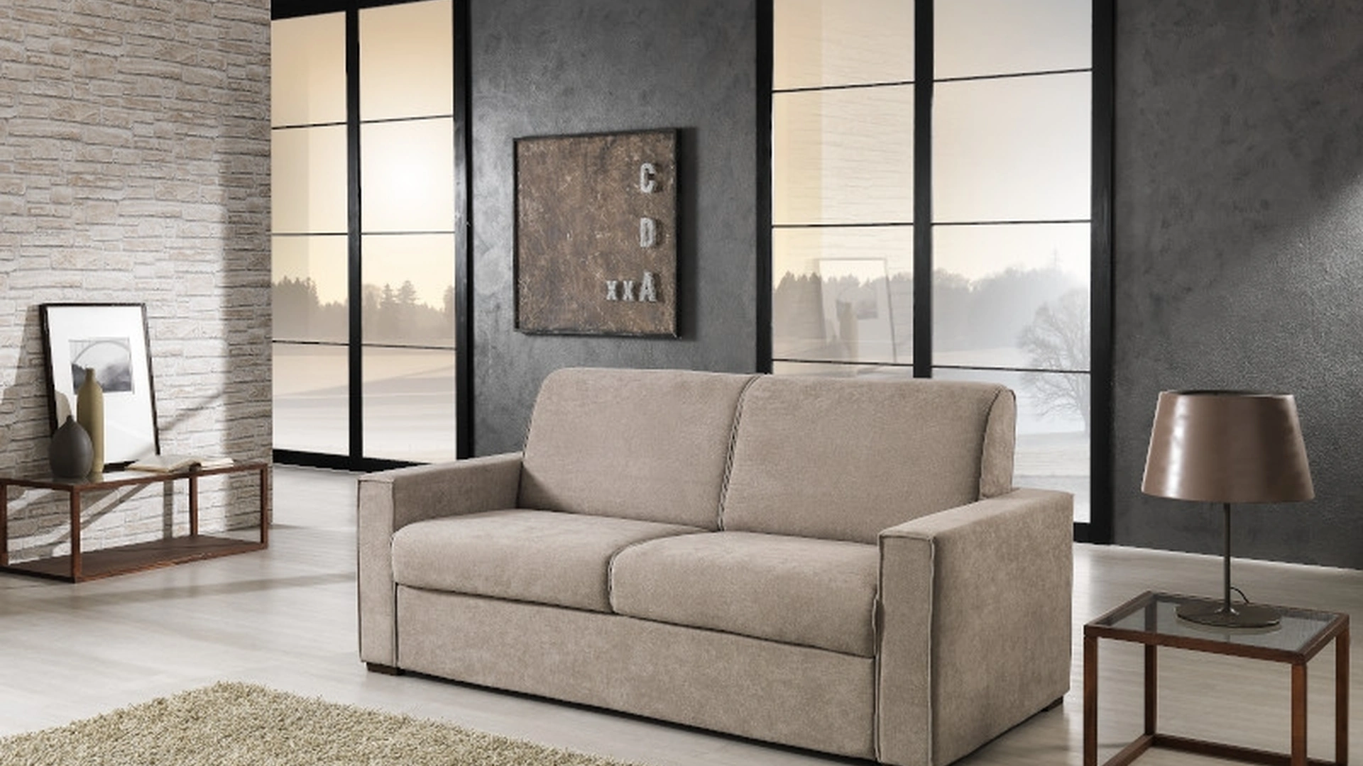 Divano Letto in tessuto con bordi in contrasto Vesuvio di Hoppla