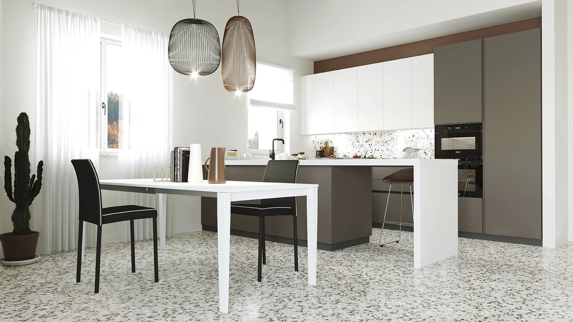 Tavolo allungabile Diapason in vetroceramica bianco Calacatta di Zamagna