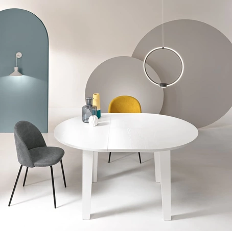 Tavolo tondo allungabile Modus finitura Bianco Frassinato di Ikone Casa