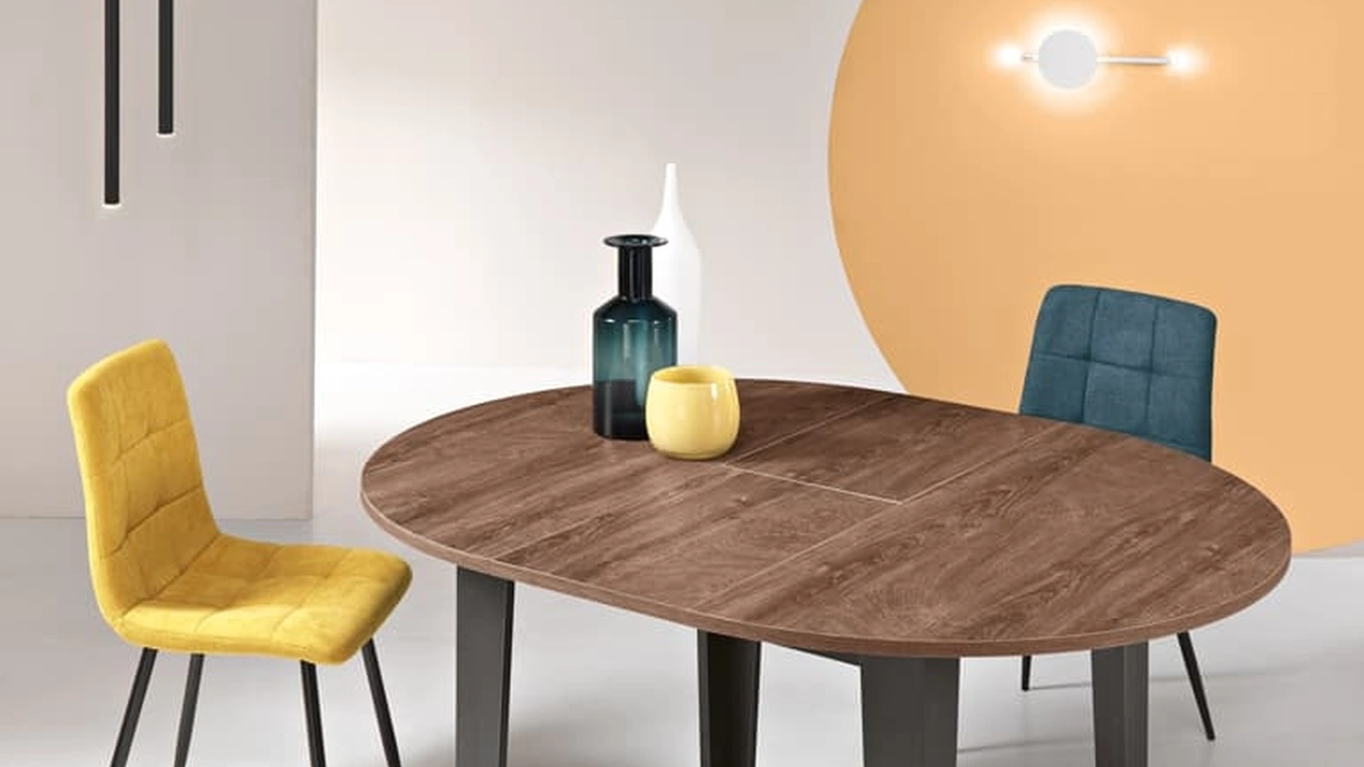 Tavolo tondo allungabile Modus finitura Tek di Ikone Casa