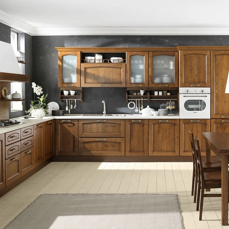 Cucina Classica angolare Memory Noce in legno di Evo Cucine
