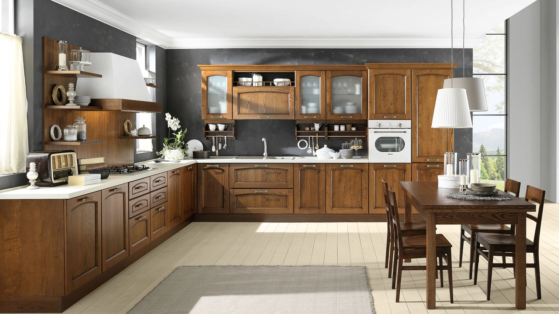 Cucina Classica angolare Memory Noce in legno di Evo Cucine