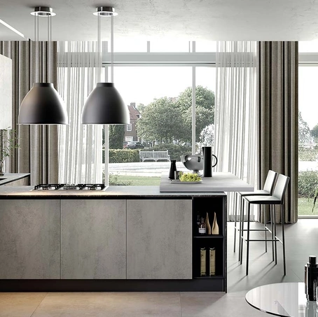 Cucina Moderna Futura in melaminico finitura Cemento Grigio e Perla di Evo Cucine