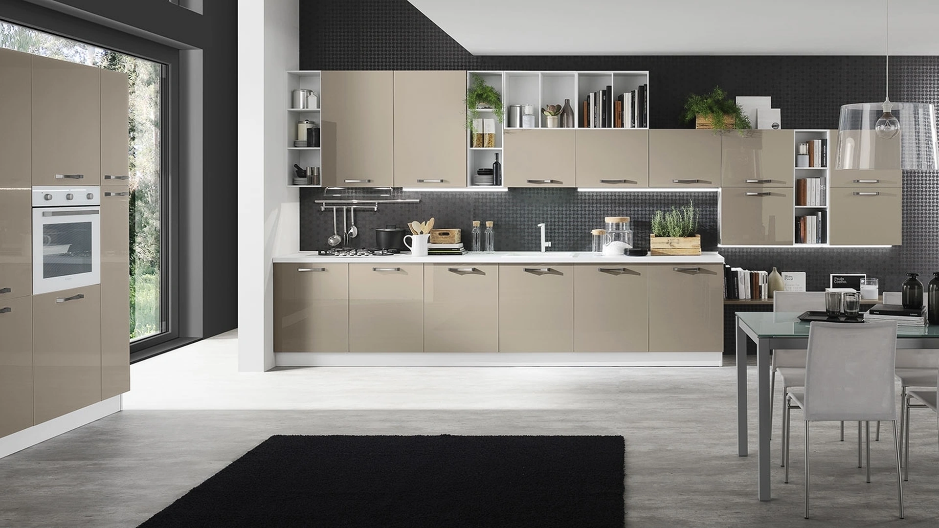 Cucina Moderna Korinna-Tortora-lucido Evo Cucine