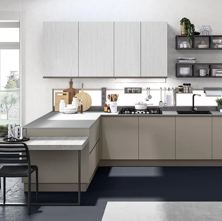 Cucina Moderna Maia Argento e Fango opaco di Evo Cucine