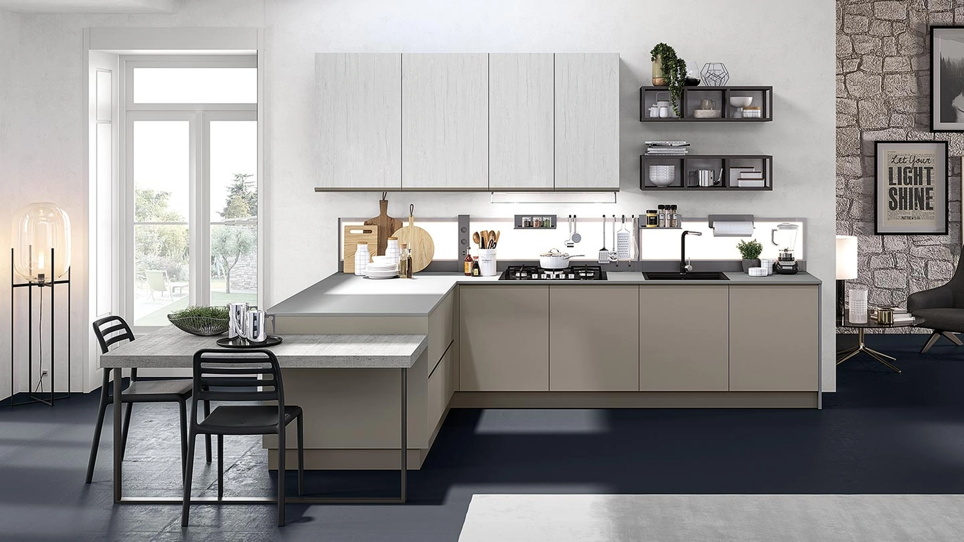 Cucina Moderna Maia Argento e Fango opaco di Evo Cucine