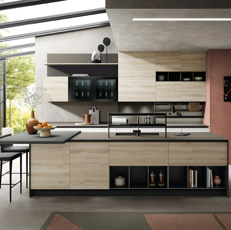 Cucina Moderna Rio Bianco e Frassino di Evo Cucine