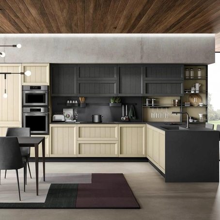 Cucina Moderna Saona Ardesia e Avena con penisola di Evo Cucine