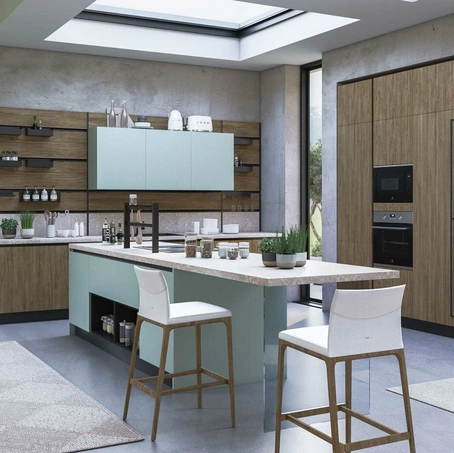 Cucina su misura Doha Rovere e Verde Salvia di Evo Cucine