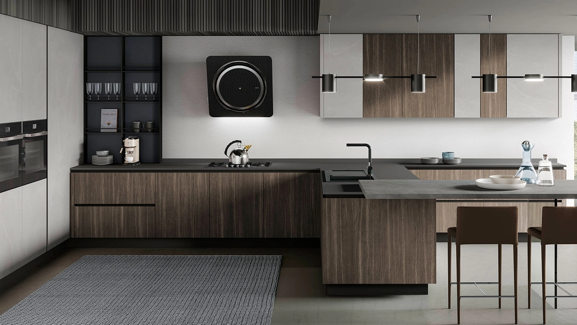 Cucina su misura Eos in HPL Kandia White e Hidalgo Aragona di Evo Cucine