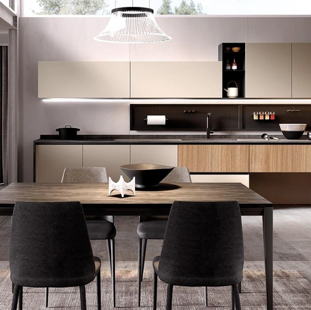 Cucina su misura angolare Futura Corda e Rovere di Evo Cucine